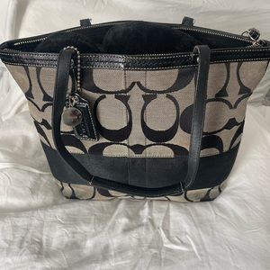 Coach black canvas with leather trim